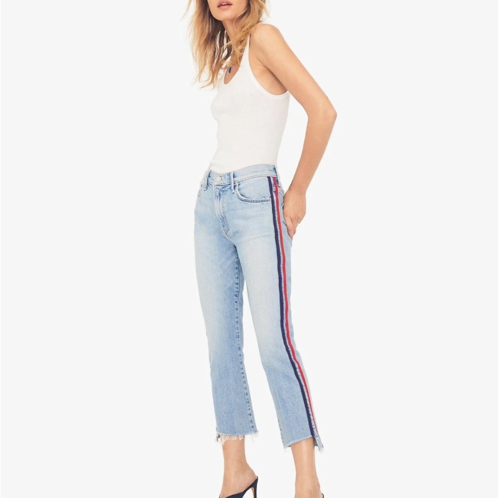MOTHER Insider crop ankle Step Fray, Thanks Again Racer jeans Size 25 $248